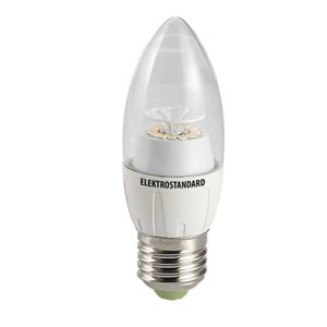 Лампа светодиодная CR 12SMD E27 6W 3300K свеча прозрачная 4690389054624
